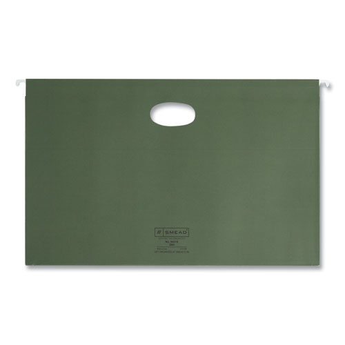Image of Smead™ Hanging Pockets With Full-Height Gusset, 1 Section, 1.75" Capacity, Legal Size, Standard Green, 25/Box