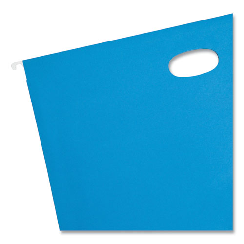 Image of Smead™ Hanging Pockets With Full-Height Gusset, 1 Section, 3" Capacity, Legal Size, 1/5-Cut Tabs, Sky Blue, 25/Box