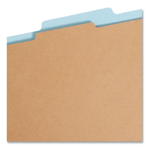 Image of Smead™ Fastab Hanging Pressboard Classification Folders, 1 Divider, Letter Size, Blue