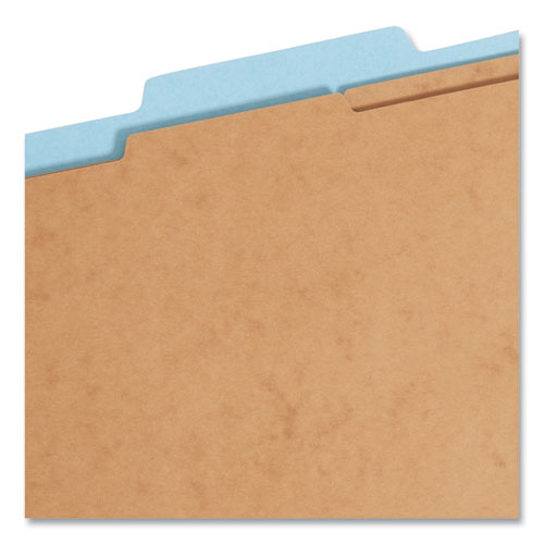 FasTab Hanging Pressboard Classification Folders, 2 Dividers, Letter Size, Blue