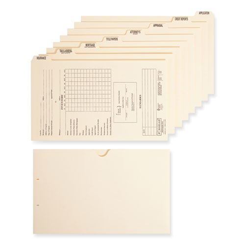 Pressboard Mortgage Folder Dividers, Pre-Printed, 1 Fastener, Legal Size, Manila, 7 Dividers/Set, 12 Sets