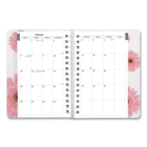 Image of Brownline® Pink Ribbon Essential Daily Appointment Book, Daisy Artwork, 8 X 5, Navy/Gray/Pink Cover, 12-Month (Jan To Dec): 2024