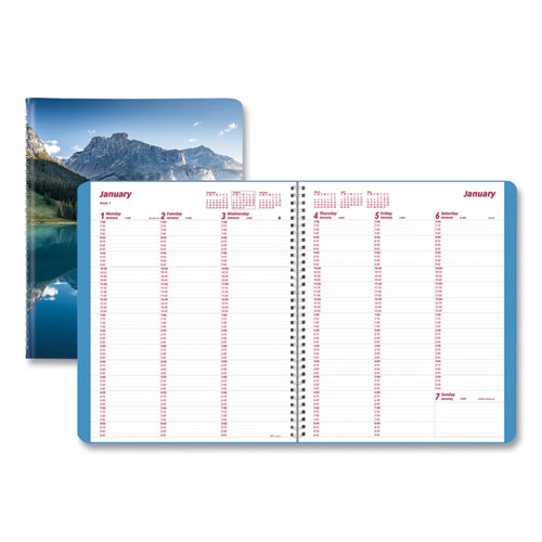 Brownline® Mountains Weekly Appointment Book, Mountains Photography, 11 X 8.5, Blue/Green Cover, 12-Month (Jan To Dec): 2024