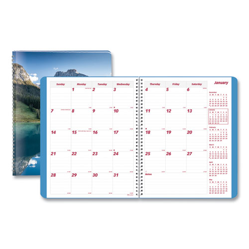Brownline® Mountains 14-Month Planner, Mountains Photography, 11 X 8.5, Blue/Green Cover, 14-Month (Dec To Jan): 2023 To 2025