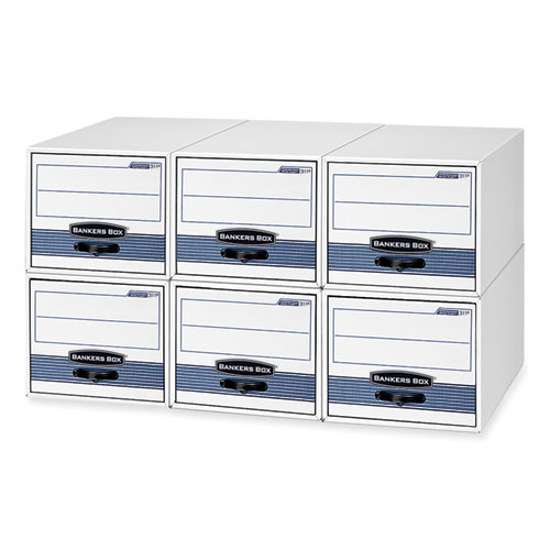 Bankers Box® Stor/Drawer Steel Plus Extra Space-Savings Storage Drawers, Letter Files, 14" X 25.5" X 11.5", White/Blue, 6/Carton