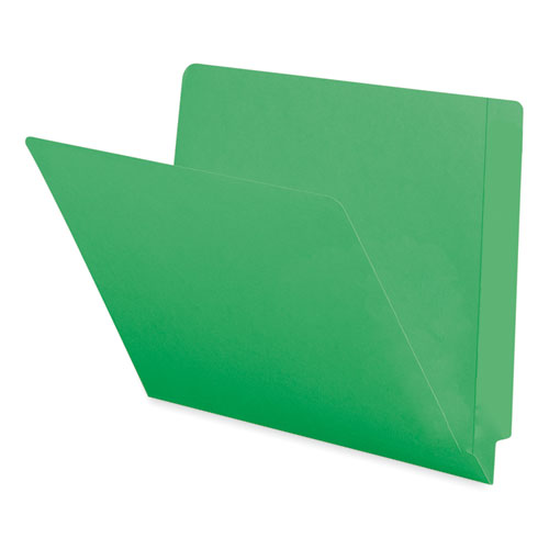 Shelf-Master Reinforced End Tab Colored Folders, Straight Tabs, Letter Size, 0.75" Expansion, Green, 100/Box