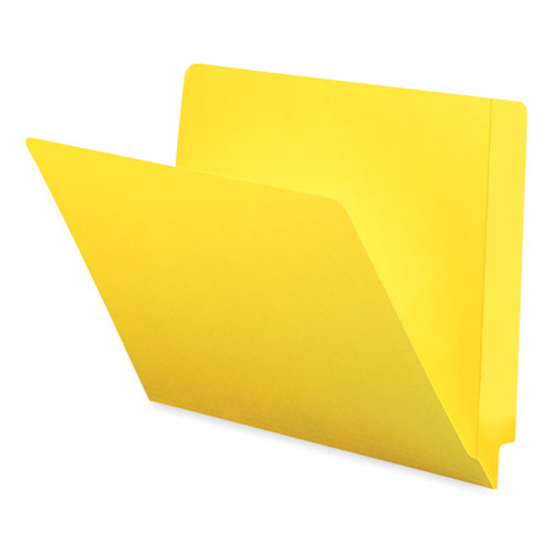 Shelf-Master Reinforced End Tab Colored Folders, Straight Tabs, Letter Size, 0.75" Expansion, Yellow, 100/Box