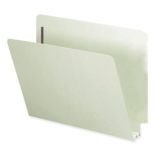 Smead™ End Tab Pressboard Classification Folders, Two SafeSHIELD Coated Fasteners, 1" Expansion, Legal Size, Gray-Green, 25/Box