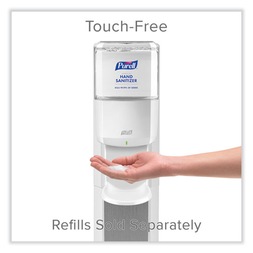 Image of Purell® Messenger Es6 Floor Stand With Dispenser, 1,200 Ml, 13.16 X 16.63 X 51.57, Silver/White