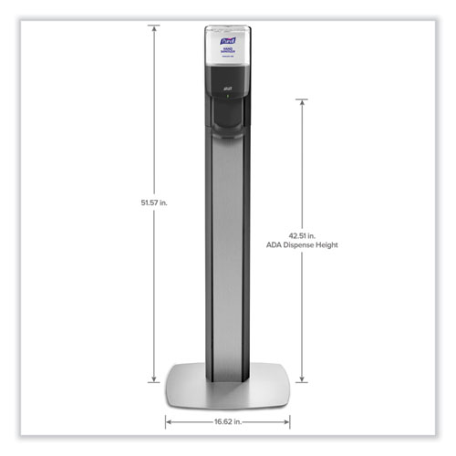 MESSENGER ES6 Graphite Panel Floor Stand with Dispenser, 1,200 mL, 16.75 x 6 x 40, Graphite/Silver