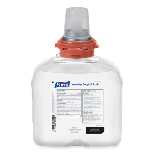 Image of Purell® Waterless Surgical Scrub Gel Hand Sanitizer, 1,200 Ml Refill Bottle, Fragrance-Free, For Tfx Dispenser, 4/Carton