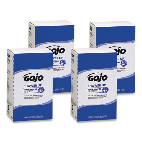 GOJO® SHOWER UP Soap and Shampoo, Pleasant Scent, 2,000 mL Refill, 4/Carton