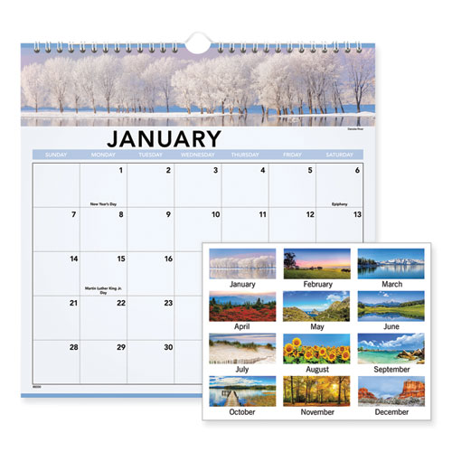 Image of At-A-Glance® Landscape Monthly Wall Calendar, Landscapes Photography, 12 X 12, White/Multicolor Sheets, 12-Month (Jan To Dec): 2024