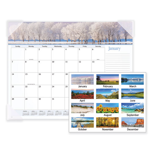 Landscape Panoramic Desk Pad, Landscapes Photography, 22 x 17, White Sheets, Clear Corners, 12-Month (Jan-Dec): 2023