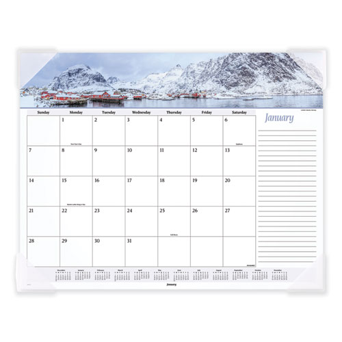 Image of At-A-Glance® Seascape Panoramic Desk Pad, Seascape Panoramic Photography, 22 X 17, White Sheets, Clear Corners, 12-Month (Jan-Dec): 2024