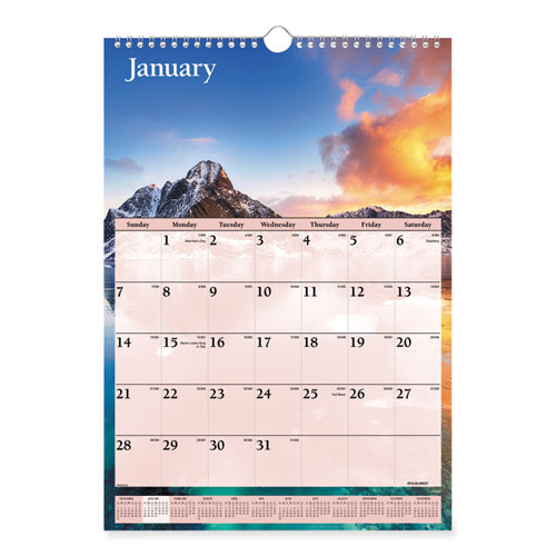 Image of At-A-Glance® Scenic Monthly Wall Calendar, Scenic Landscape Photography, 12 X 17, White/Multicolor Sheets, 12-Month (Jan To Dec): 2024