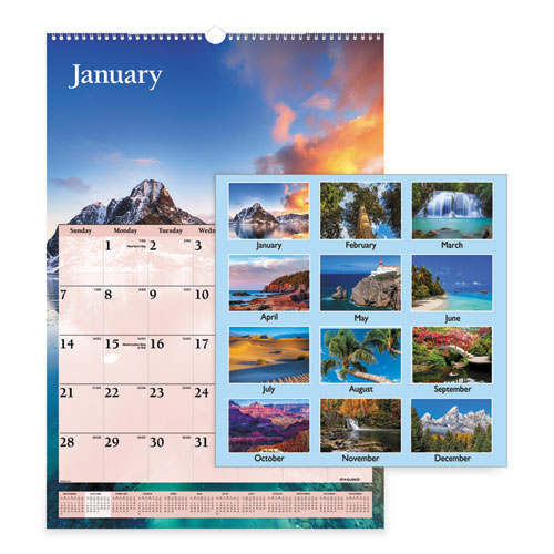 AT-A-GLANCE® Scenic Monthly Wall Calendar, Scenic Landscape Photography, 15.5 x 22.75, White/Multicolor Sheets, 12-Month (Jan-Dec): 2024