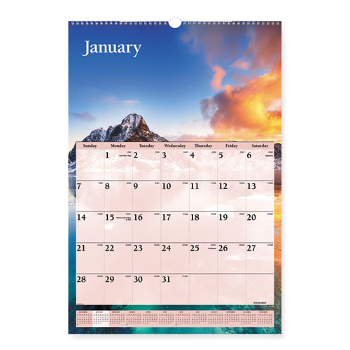 Scenic Monthly Wall Calendar, Scenic Landscape Photography, 15.5 x 22.75, White/Multicolor Sheets, 12-Month (Jan-Dec): 2024