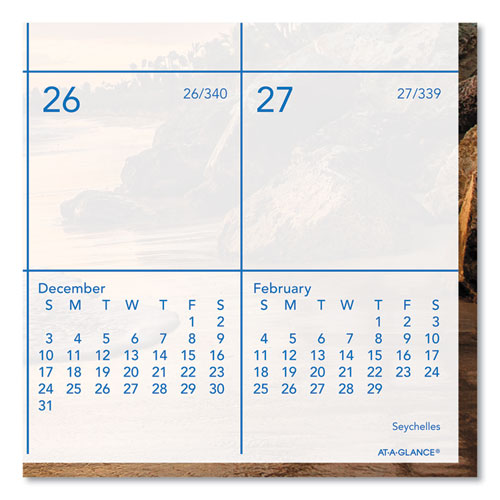 Image of At-A-Glance® Tropical Escape Wall Calendar, Tropical Escape Photography, 15 X 12, Pale Blue/Multicolor Sheets, 12-Month (Jan To Dec): 2024
