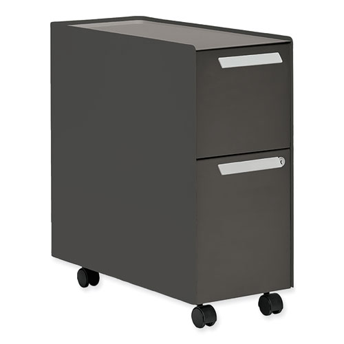 Allsteel® Radii 2-Drawer Mobile File Cabinet, 2 Legal/Letter-Size File Drawers, Flint, 10" X 24" X 21"