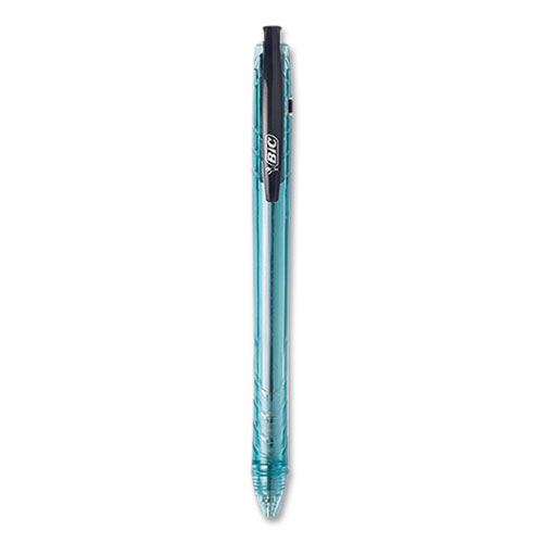 Image of Bic® Revolution Ocean Bound Ballpoint Pen, Retractable, Medium 1 Mm, Black Ink/Translucent Blue Barrel, 4/Pack