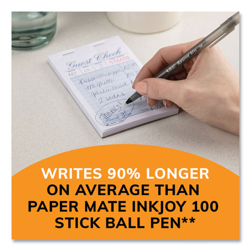 Round Stic Xtra Life Ballpoint Pen, Stick, Medium 1 mm, Black Ink, Translucent Black Barrel, 144/Pack