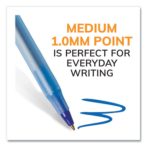Round Stic Xtra Life Ballpoint Pen, Stick, Medium 1 mm, Blue Ink, Translucent Blue Barrel, 500/Pack