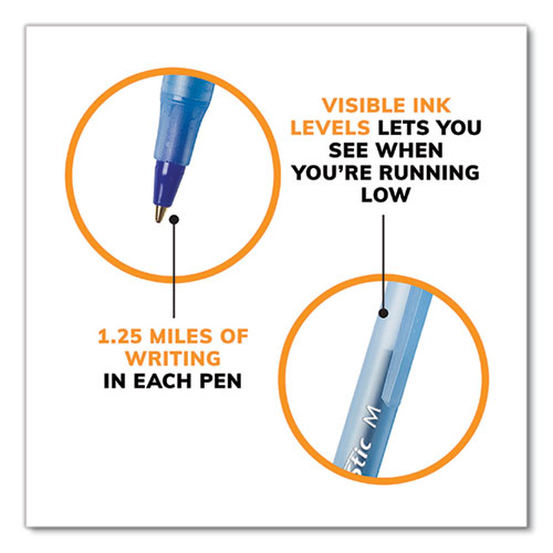 Image of Bic® Round Stic Xtra Life Ballpoint Pen, Stick, Medium 1 Mm, Blue Ink, Translucent Blue Barrel, 500/Pack