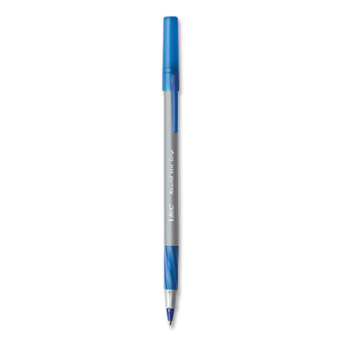 Round Stic Grip Xtra Comfort Ballpoint Pen, Medium 1 mm, Blue Ink, Gray/Blue Barrel, 24/Box, 6 Boxes/Pack