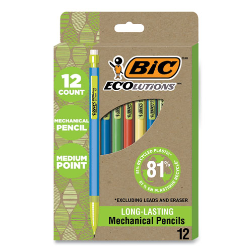 Image of Bic® Revolution Mechanical Pencil, 0.7 Mm, Hb (#2), Black Lead, Assorted Barrel Colors, 12/Pack