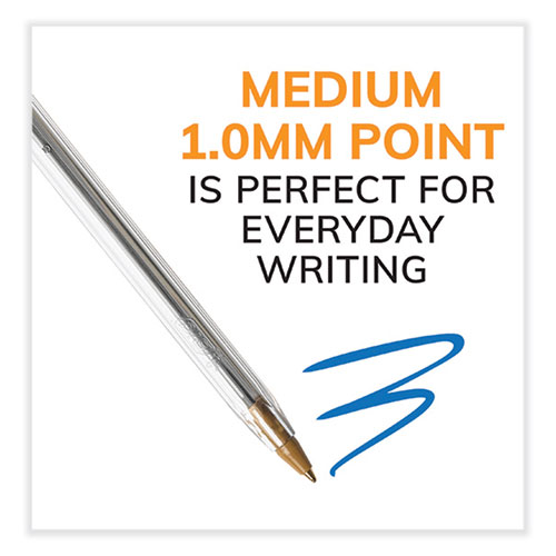 Cristal Xtra Smooth Ballpoint Pen, Stick, Medium 1 mm, Blue Ink, Clear Barrel, 500/Pack