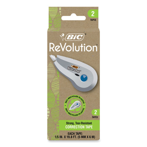 Bic® Wite-Out Brand Ecolutions Correction Tape, Non-Refillable, White,  0.2" X 19.8 Ft, 2/Pack