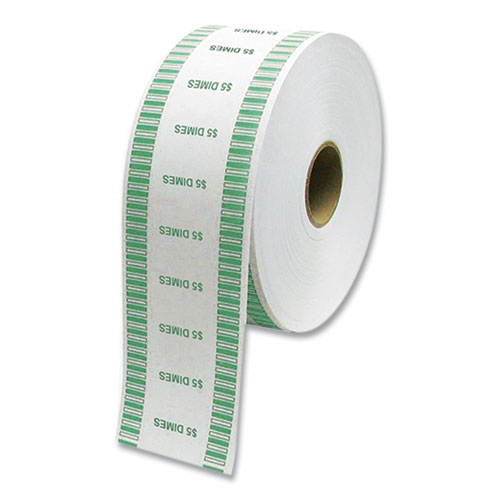 Automatic Coin Wrapper Roll for Coin Wrapping Machines, Dimes, $5.00, Kraft/Green, 2,000/Roll, 8 Rolls/Carton