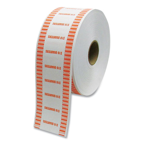 Automatic Coin Wrapper Roll for Coin Wrapping Machines, Quarters, $10.00, Kraft/Orange, 2,000/Roll, 8 Rolls/Carton