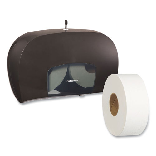Twin Jumbo Roll Toilet Paper Dispenser, 20.13 x 6.06, Black