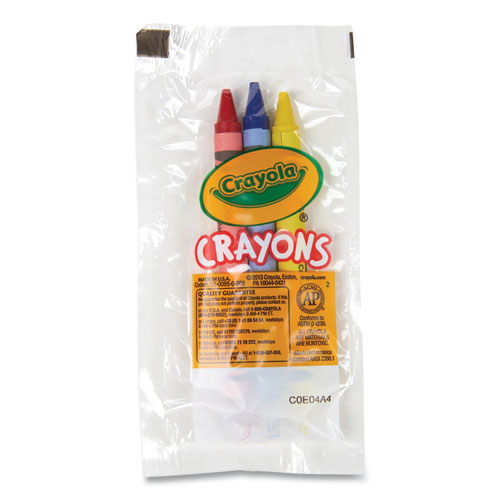 Image of Crayola® Washable Crayons, Blue, Red, Yellow 3/Pack, 360 Packs/Carton
