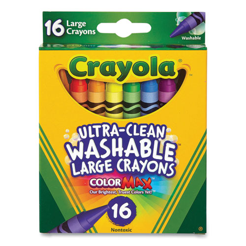 Image of Crayola® Ultra-Clean Washable Crayons, Large, Assorted, 16/Box