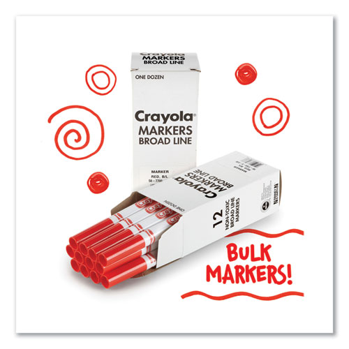 Image of Crayola® Bulk Broad Line Marker, Broad Bullet Tip, Red, 12/Box