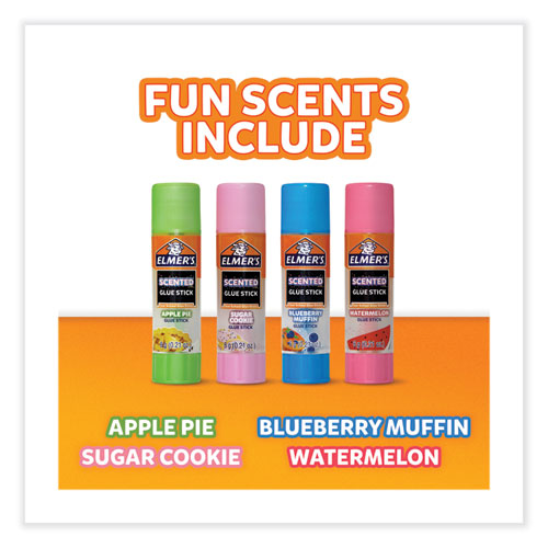 Scented Glue Sticks, 0.21 oz, Dries in Assorted Colors, 4 Scents