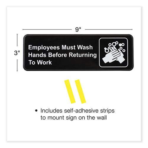 Image of Excello Global Products® Indoor/Outdoor Restroom With Braille Text, 6" X 9", Black Face, White Graphics, 3/Pack