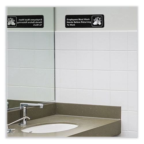 Image of Excello Global Products® Indoor/Outdoor Restroom With Braille Text, 6" X 9", Black Face, White Graphics, 3/Pack