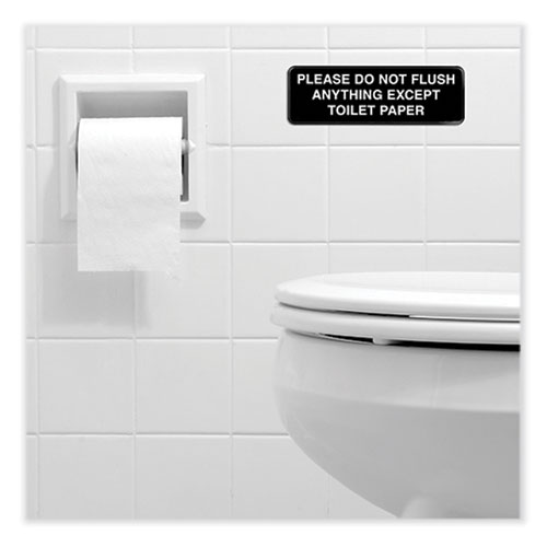 Image of Excello Global Products® Please Do Not Flush Indoor/Outdoor Wall Sign, 9" X 3", Black Face, White Graphics, 3/Pack