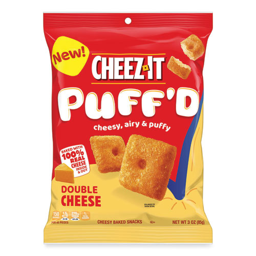 Cheez-It® Puff'd Crackers, Double Cheese, 3 oz Bag, 6/Carton