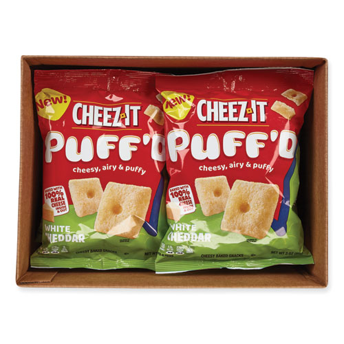 Puff'd Crackers, White Cheddar, 3 oz Bag, 6/Carton