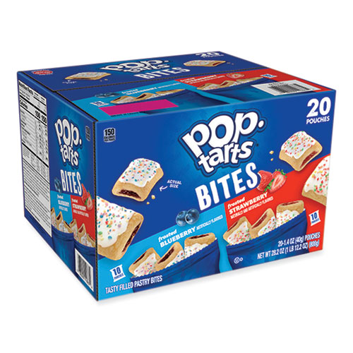 Pop Tarts Bites Variety Pack, Frosted Blueberry/Strawberry, 1.4 oz Pouch, 20/Carton