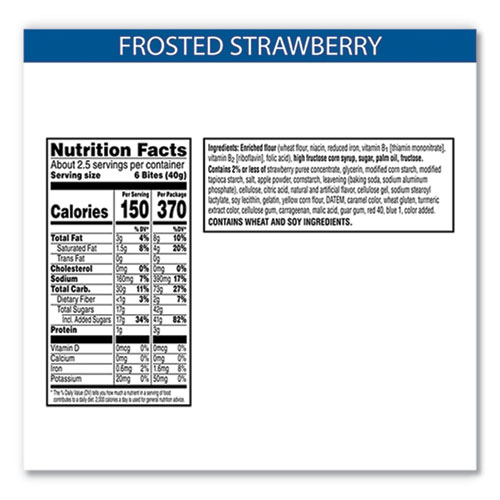 Pop Tarts Bites, Frosted Strawberry, 3.5 oz Bag, 6/Carton