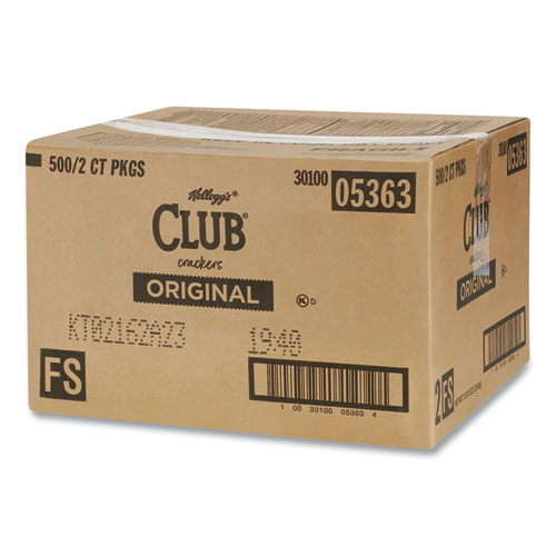 Club Original Crackers, 0.25 oz Individually Wrapped, 2/Pack, 500 Packs/Carton