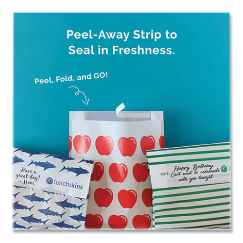 Paper Sandwich Bag, 7.1 x 2 x 9.4, White with Green Stripes, 50/Box