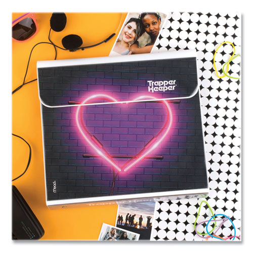 Image of Mead® Trapper Keeper 3-Ring Pocket Binder, 1" Capacity, 11.25 X 12.19, Neon Heart