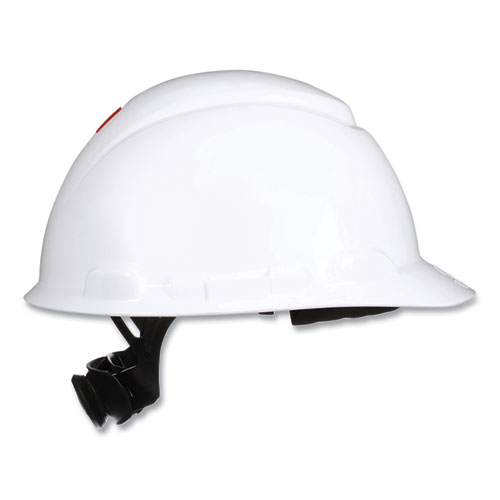 SecureFit Hard Hat with Uvicator, Four-Point Ratchet Suspension, White